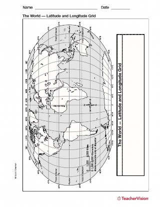 latitude and longitude map geography printable 3rd 8th